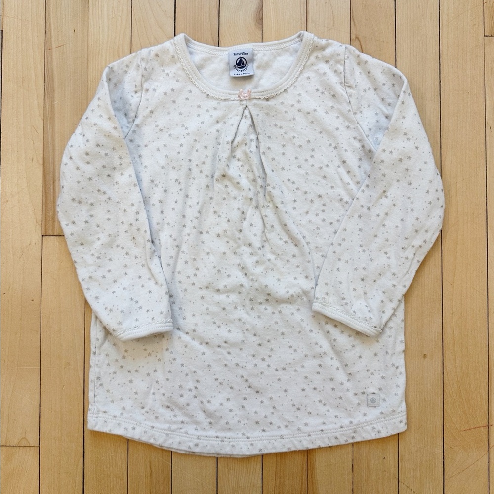 Petit Bateau Toddler White and Silver Top